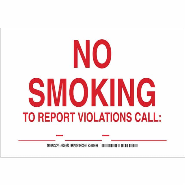 128043 B555 10X14 RED/WHT NO SMOKING TO