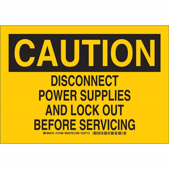 127491 B555 10X14 BLK/YEL CAUTION DISCO