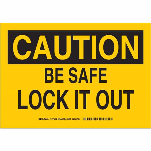 127483 B401 7X10 BLK/YEL CAUTION BE SAF