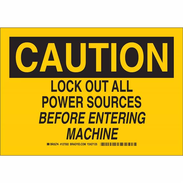 127501 B401 7X10 BLK/YEL CAUTION LOCK O