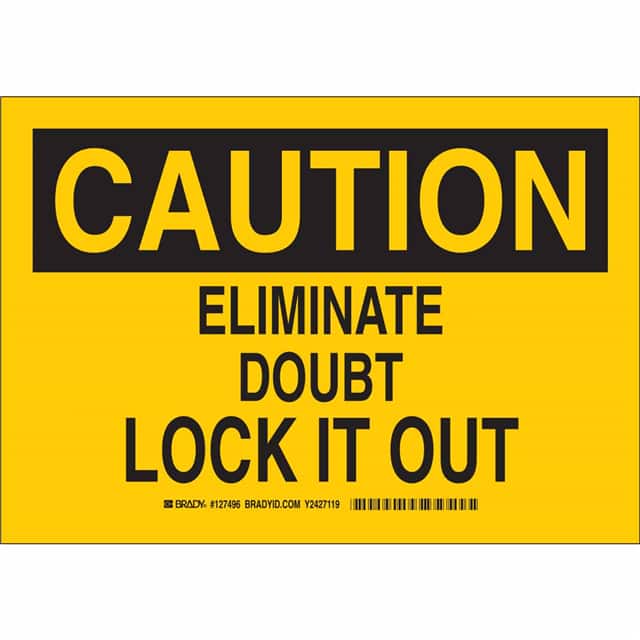 127499 B302 10X14 BLK/YEL CAUTION ELIMI
