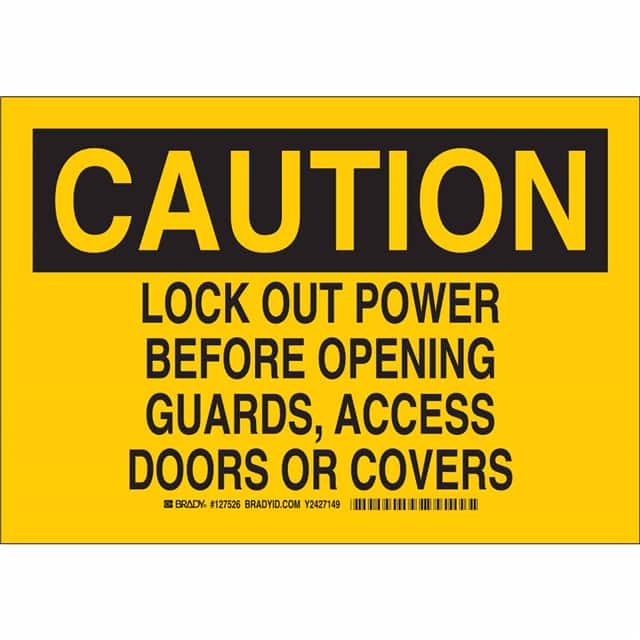 127524 B555 7X10 BLK/YL CAUTION LOCK OU