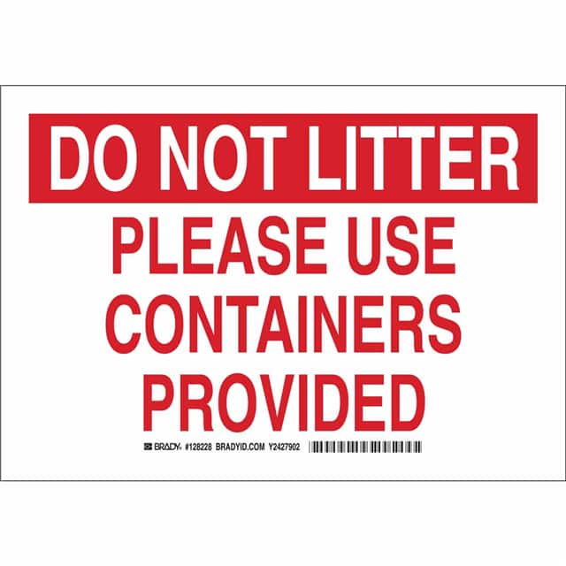 128230 B401 10X14 RED/WHT DO NOT LITTER