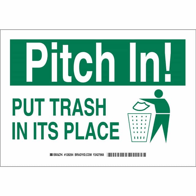 128295 B555 10X14 GRN/WHT PITCH IN! PUT