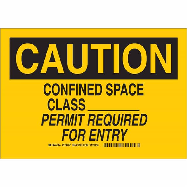 124268 B555 10X14 BLK/YEL CAUTION CONFI