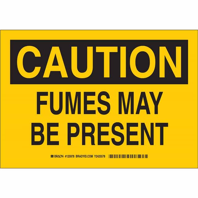 125980 B401 10X14 BLK/YEL CAUTION FUMES