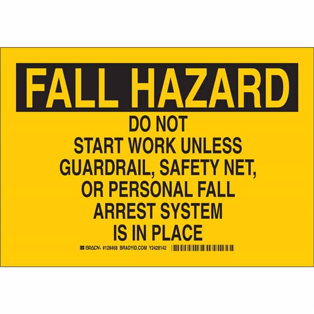128470 B401 10X14 BLK/YEL FALL HAZARD D