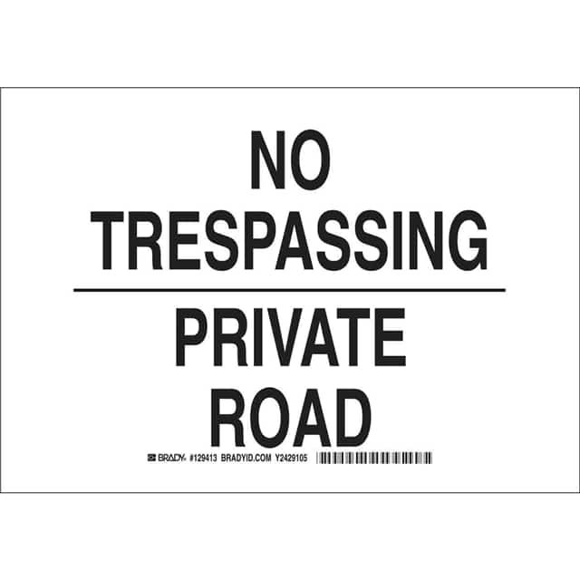 129414 B555 10X14 BLK/WHT NO TRESPASSIN