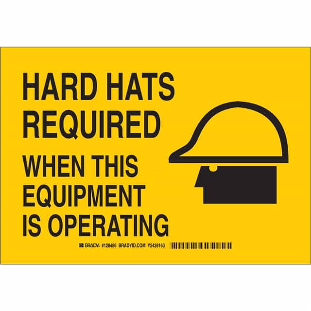 128488 B401 10X14 BLK/YEL HARD HATS REQ