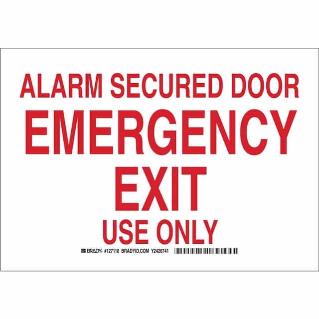 127118 B302 7X10 RED/WHT ALARM SECURED