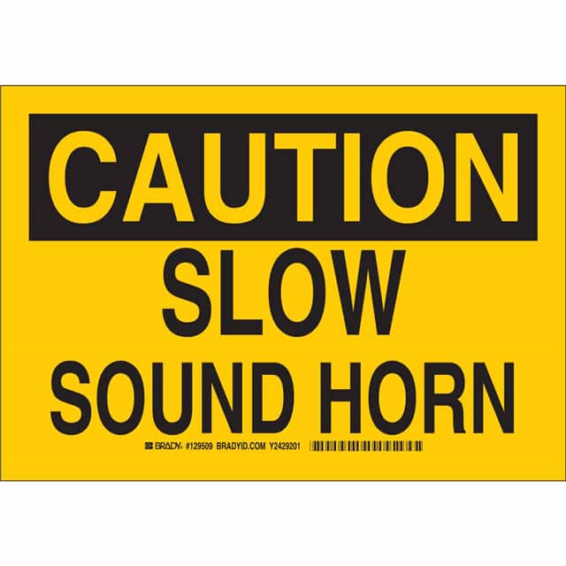 129510 B555 10X14 BLK/YEL CAUTION SLOW
