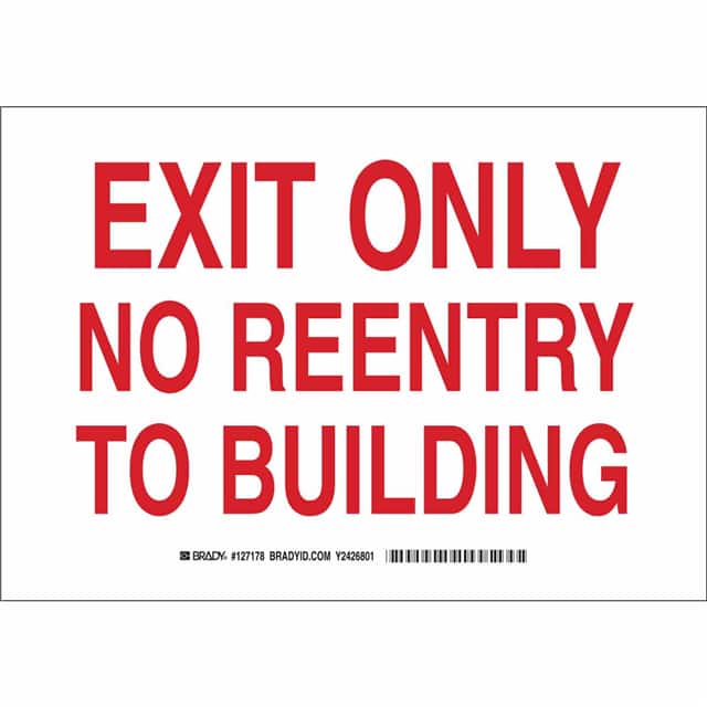 127179 B555 10X14 RED/WHT EXIT ONLY NO