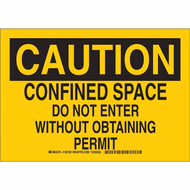 126729 B555 10X14 BLK/YEL CAUTION CONFI