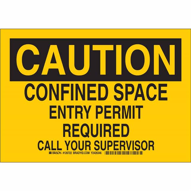 126723 B555 10X14 BLK/YEL CAUTION CONFI