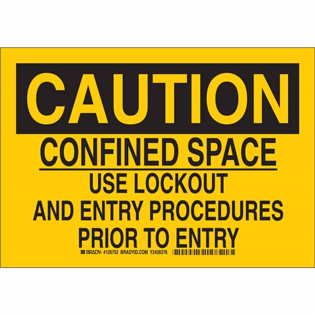126753 B555 10X14 BLK/YEL CAUTION CONFI