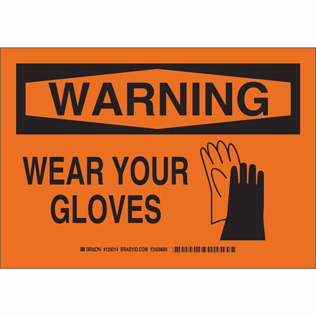 129017 B302 10X14 BLK/ORG WARNING WEAR