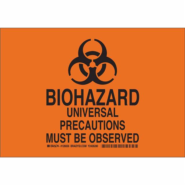 126659 B485 10X14 BLK/ORG BIOHAZARD UNI