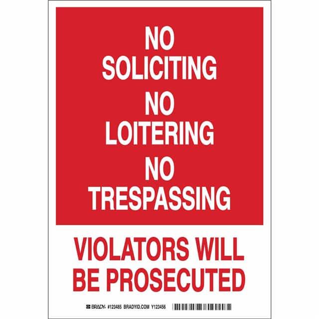 123486 B555 14X10 WHT/RED NO SOLICITING