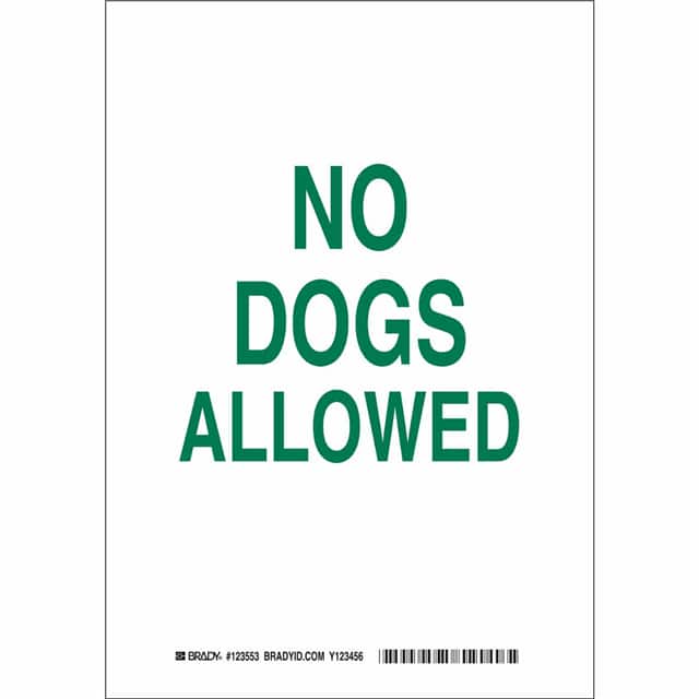 123552 B401 10X7 GRN/WHT NO DOGS ALLOWE
