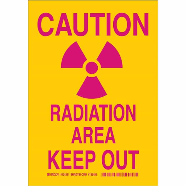 124230 B401 10X7 MAG/YEL CAUTION RADIAT