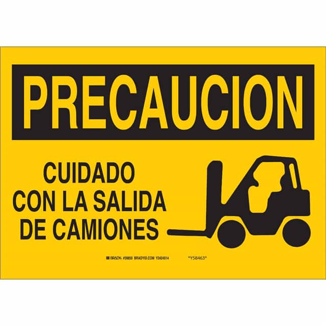 38984 B401 10X14 BLK/YEL CAUTION/SPANI