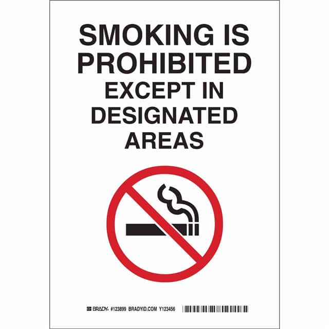 123897 B555 10X7 BLK/RED/WHT SMOKING IS