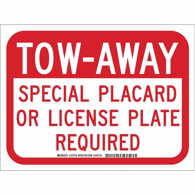 127476 B555 9X12 RED/WHT TOW-AWAY SPECI