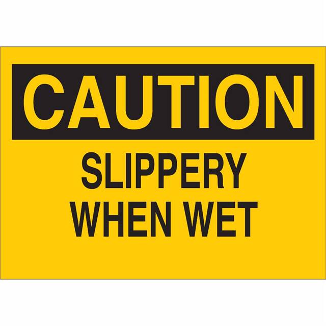 47124 B120,10X14,BLK/YEL,SLIPPERY WHEN