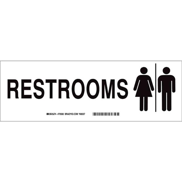 70508 B120,4X12,BLK/WHT,RESTROOMS