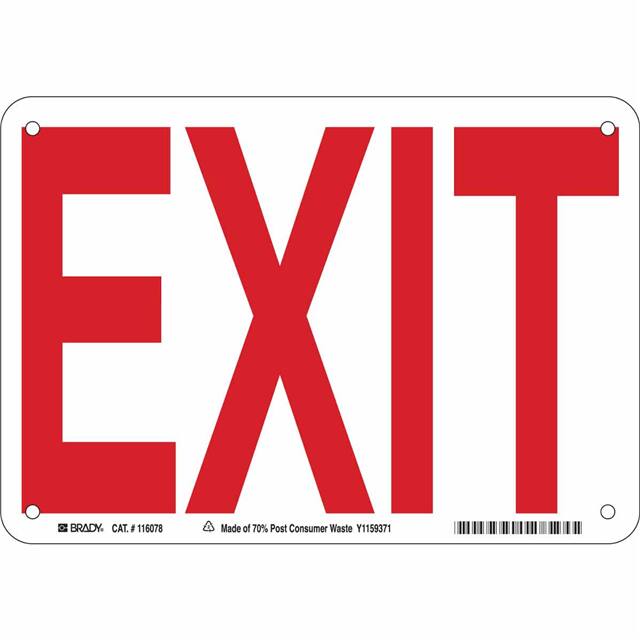 116078 B563,ECO, 7"HX10"W, RED/WHT, EXI