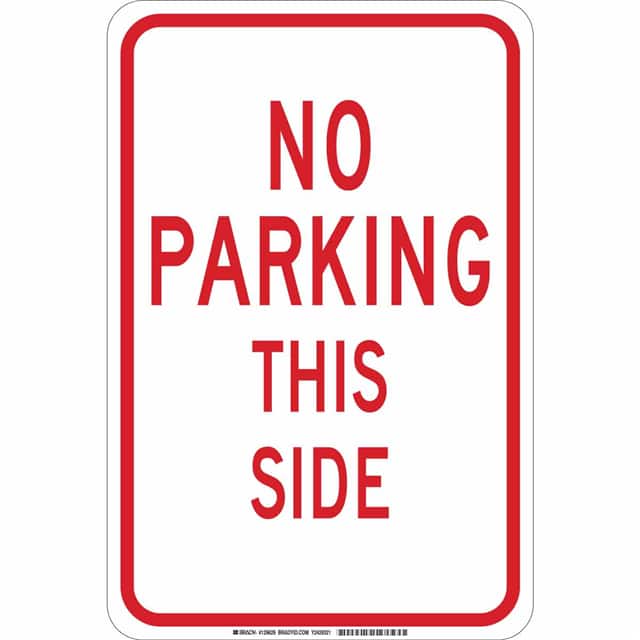 129627 B555 18X12 RED/WHT NO PARKING TH