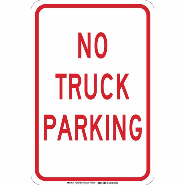 129637 B401 18X12 RED/WHT NO TRUCK PARK