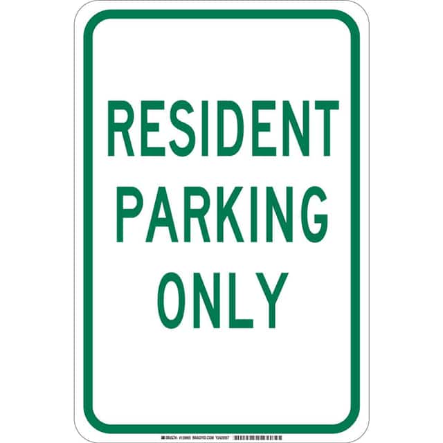 129665 B302 18X12 GRN/WHT RESIDENT PARK