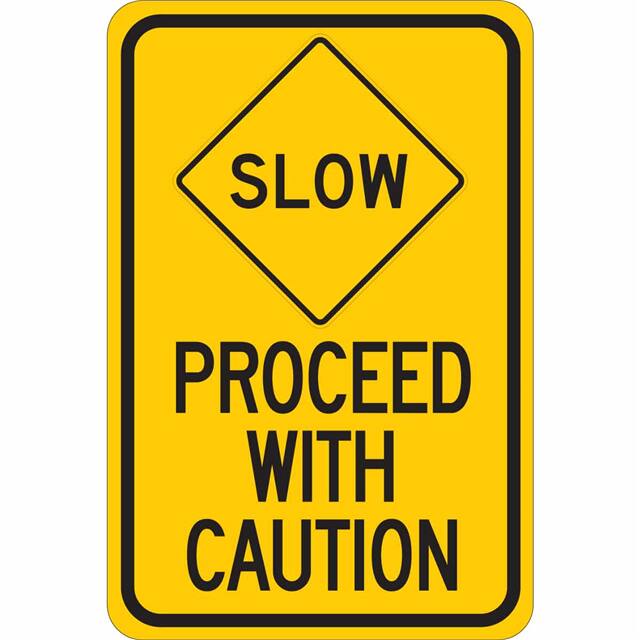 124490 B302 18X12 BLK/YEL SLOW PROCEED