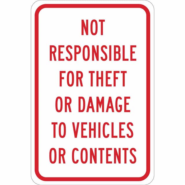 124503 B555 18X12 RED/WHT NOT RESPONSIB