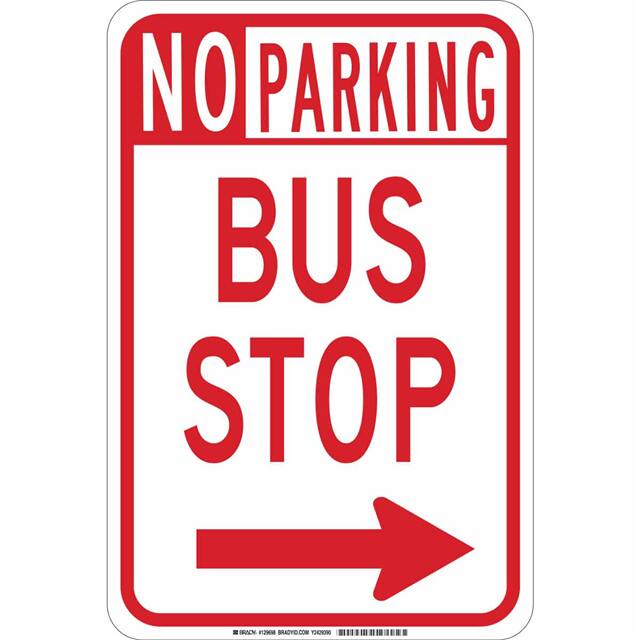 129698 B302 18X12 RED/WHT NO PARKING BU