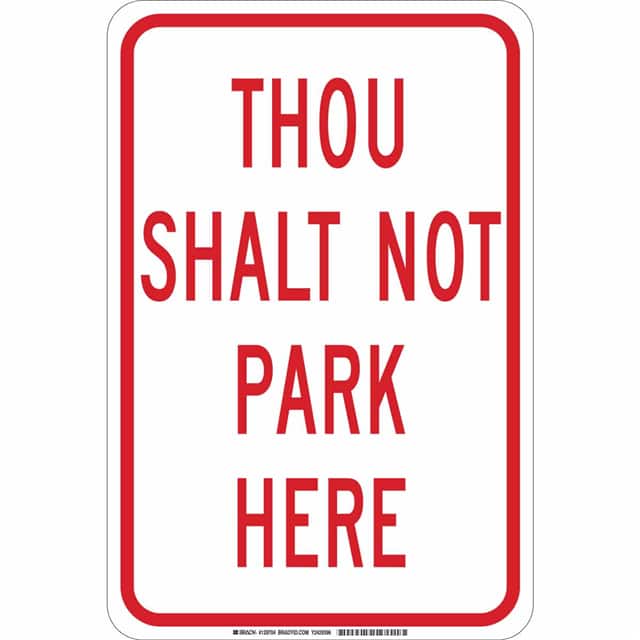 129704 B302 18X12 RED/WHT THOU SHALT NO