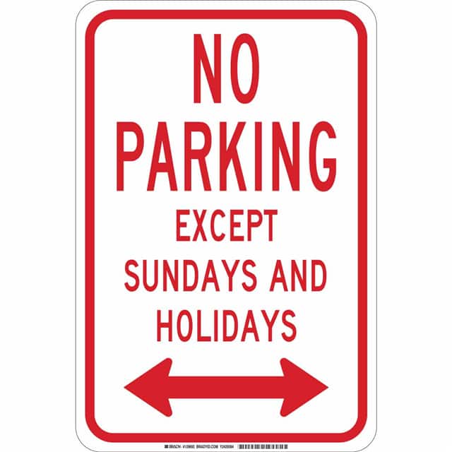 129690 B555 18X12 RED/WHT NO PARKING EX