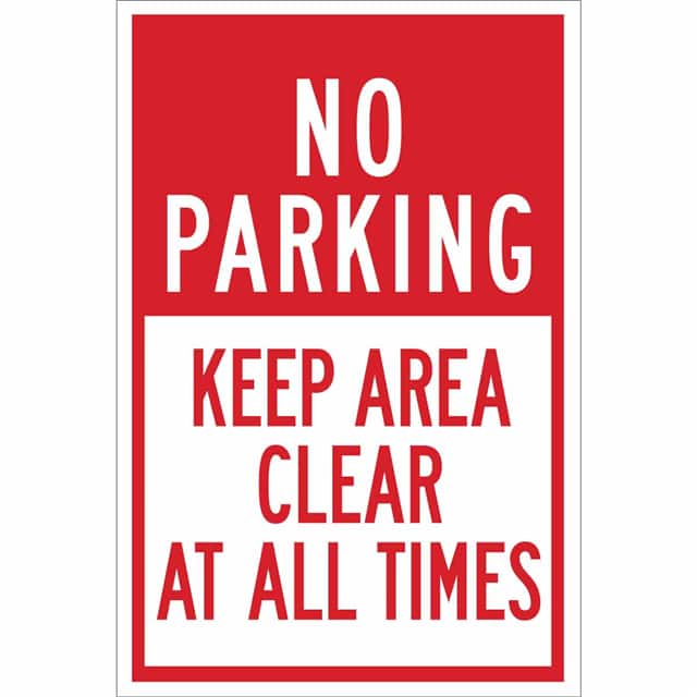 124311 B555 18X12 RED/WHT NO PARKING KE