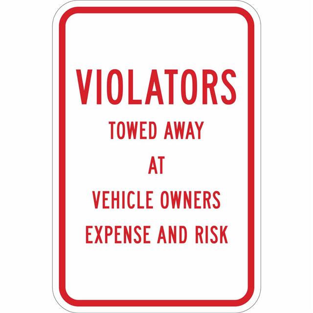 124316 B302 18X12 RED/WHT VIOLATORS TOW