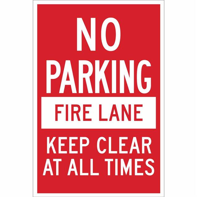 124323 B555 18X12 RED/WHT NO PARKING FI