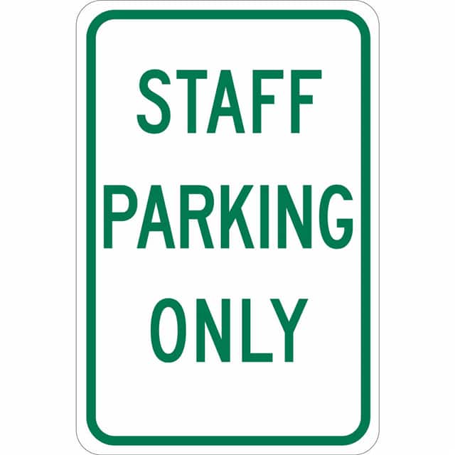 124341 B555 18X12 GRN/WHT STAFF PARKING