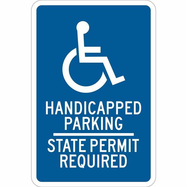 123872 B555 18X12 WHT/BLU HANDICAPPED P