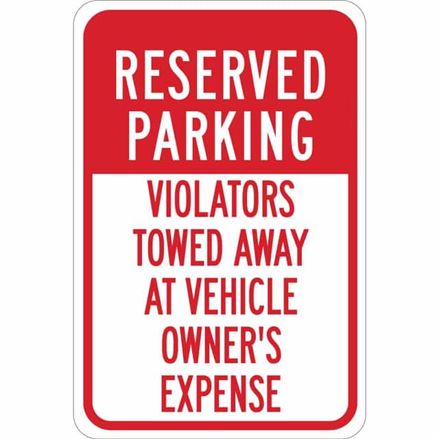 124383 B555 18X12 RED/WHT RESERVED PARK