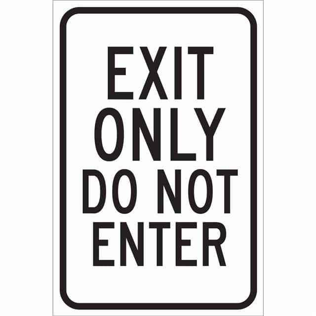 124404 B555 18X12 BLK/WHT EXIT ONLY DO