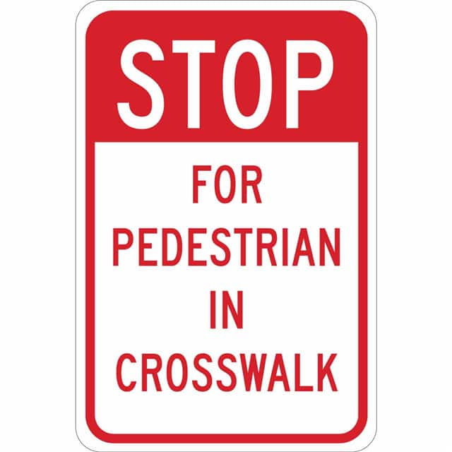 124419 B555 18X12 RED/WHT STOP FOR PEDE