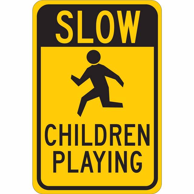 124435 B401 18X12 BLK/YEL SLOW CHILDREN
