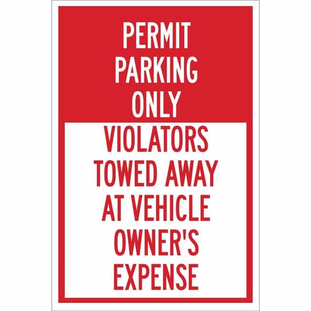 124391 B302 18X12 RED/WHT PERMIT PARKIN