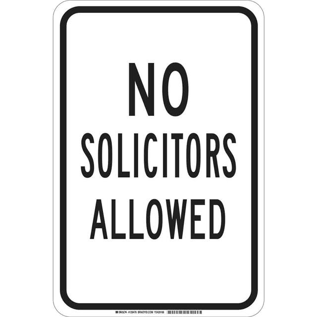 129474 B555 18X12 BLK/WHT NO SOLICITORS