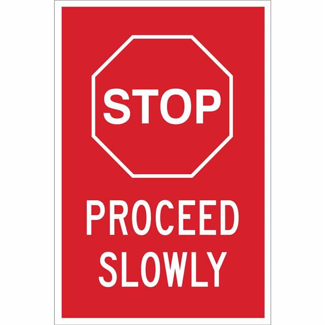 124430 B302 18X12 WHT/RED STOP PROCEED